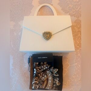 Cream Cosmetics Satchel with Gold Devotion Heart Detail